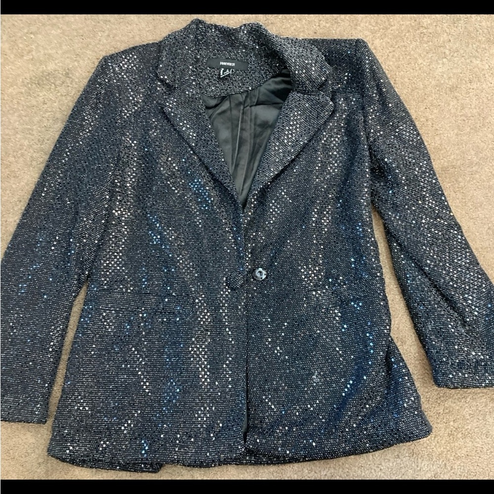 Forever 21 sequined Blazer size S Women's Sparkling Black Blazer